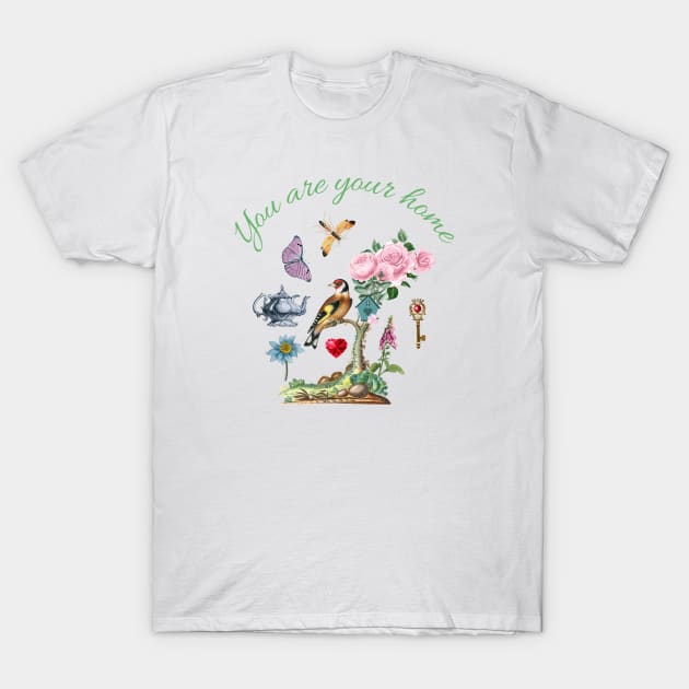 Home supporting quote with nature illustration T-Shirt by Biophilia